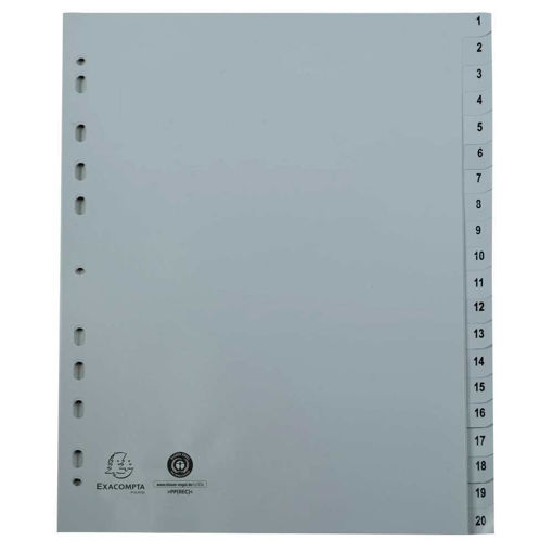 Picture of A4 RECYCLED PLASTIC DIVDERS GREY 1-20 X20